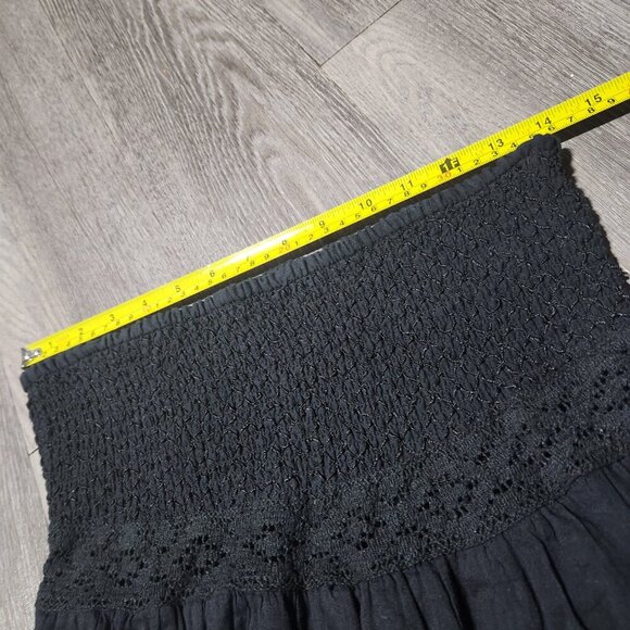 Vintage Y2K goth summer black tiered strapless maxi dress with lace cutouts - Picture 10 of 14